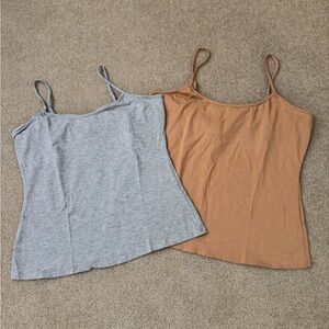 Women's Gray and Tan Spaghetti Strap Tops